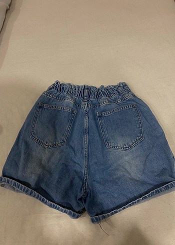 Düğmeli Koyu Mavi Kadın Denim Mini Şort - Görsel 3