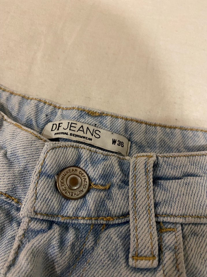 Mavi Bol Kesim Mini Denim Şort - Görsel 2