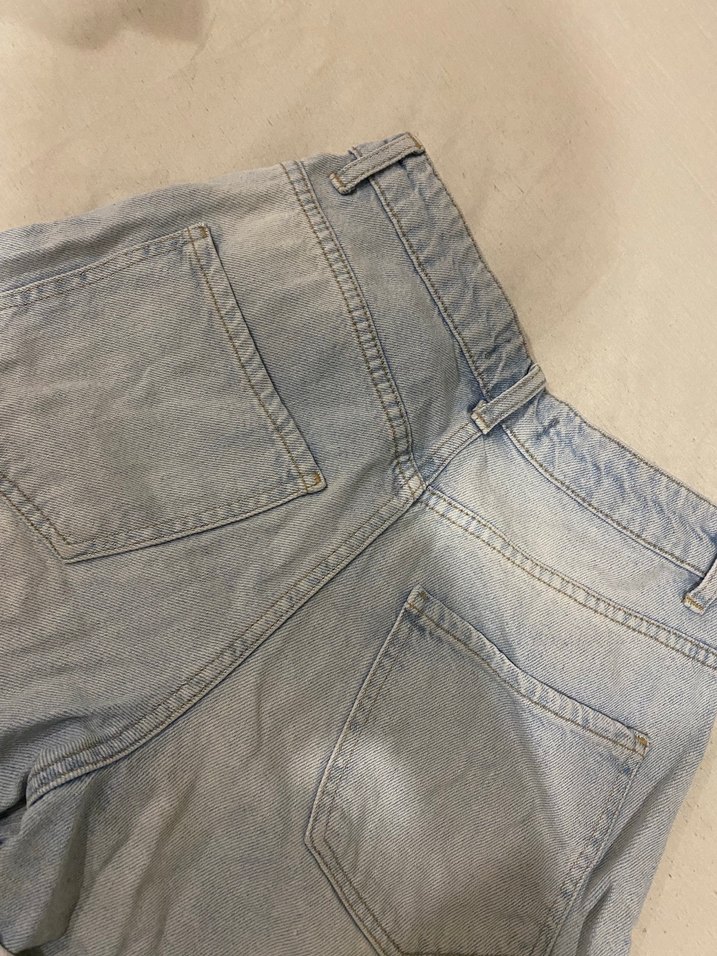 Mavi Bol Kesim Mini Denim Şort - Görsel 3