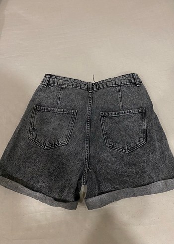 Gri Kadın Mini Denim Şort - Görsel 3