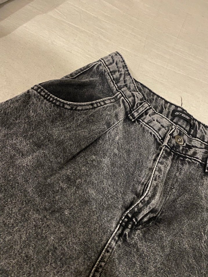 Gri Kadın Mini Denim Şort - Görsel 2