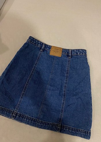 Düğmeli Mavi Denim Mini Etek - Görsel 2
