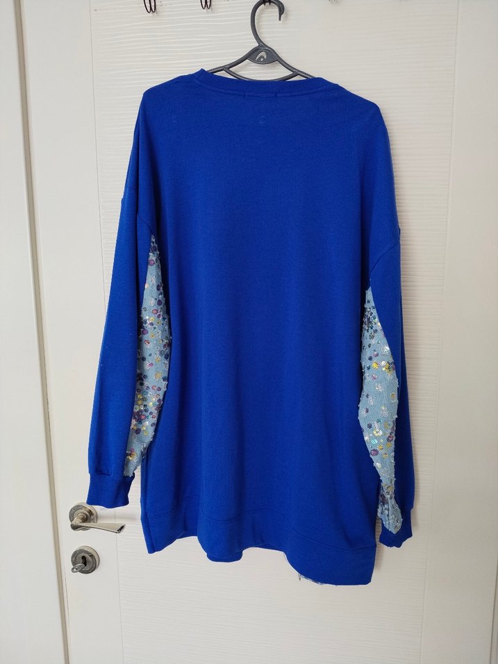 Mavi Uzun Kollu Salaş Sweatshirt — görsel 2/5