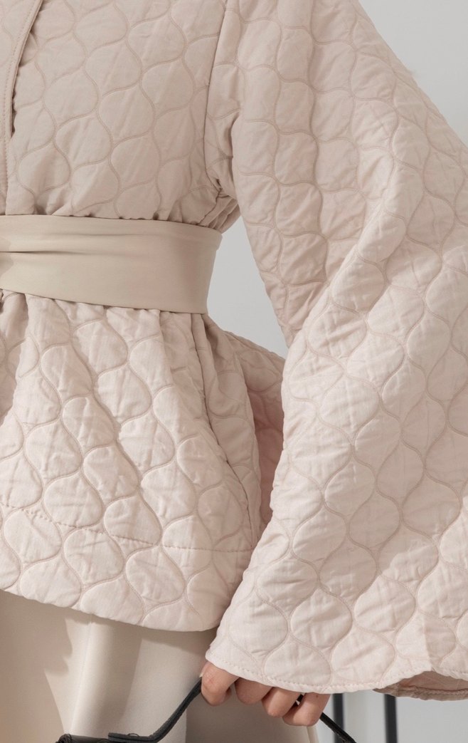 Kuşaklı Bej Kadın ikili takım - Görsel 3