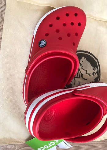 39 Beden Crocs Kırmızı Renkli Velcro Terlik