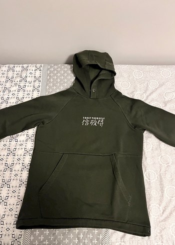 Erkek Haki Kapüşonlu Sweatshirt