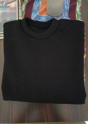 Siyah Kadın Basic Sweatshirt - Görsel 4