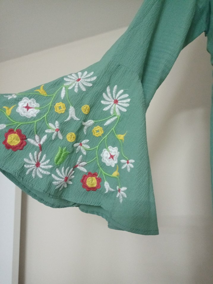 Nakışlı Düğmeli Bohem Uzun Elbise - Görsel 5