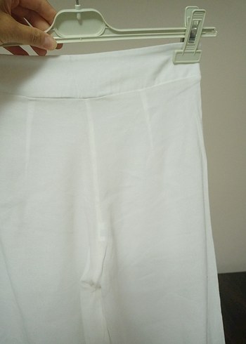 Kadın Beyaz Uzun Regular Fit Kumaş Pantolon - Görsel 5