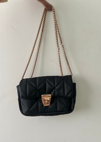Zincir Detaylı Siyah Deri Kadın Çanta - Görsel 2