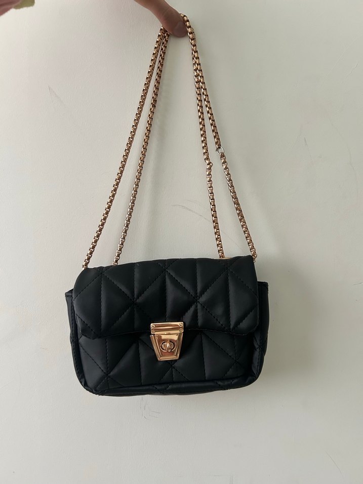 Zincir Detaylı Siyah Deri Kadın Çanta - Görsel 2