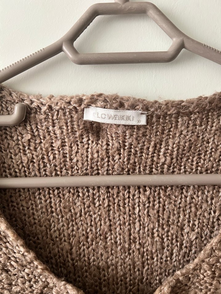 Bej Triko Midi Hırka, Uzun Kollu, Basic - Görsel 2