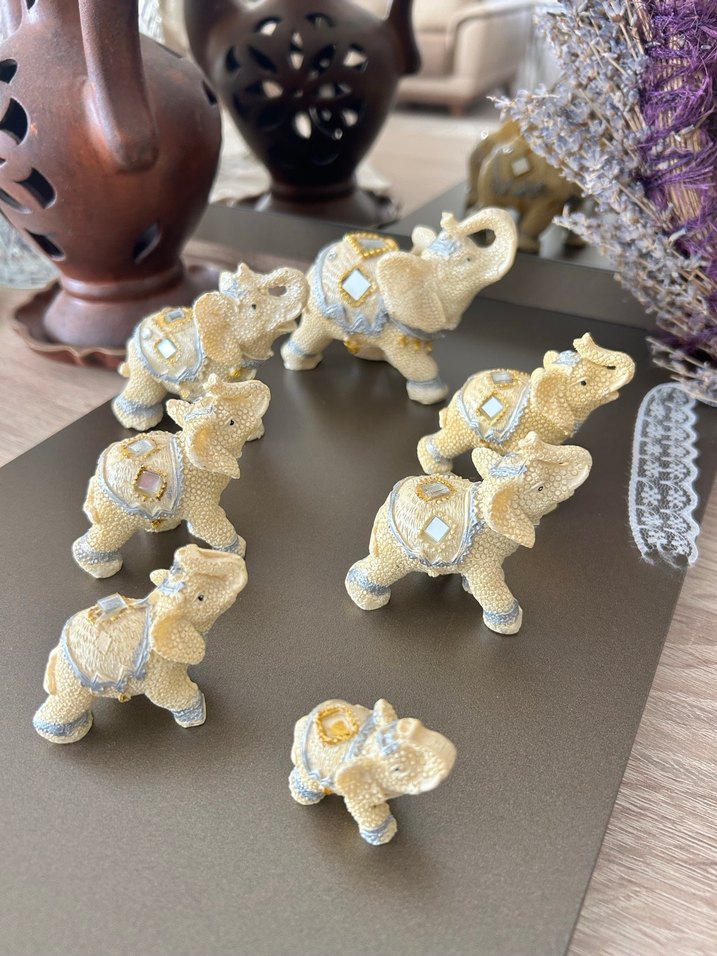 Süslemeli Camel Rengi Fil Figürü - Görsel 3