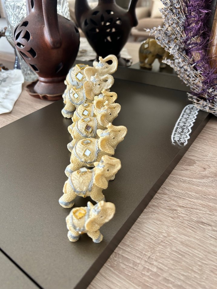 Süslemeli Camel Rengi Fil Figürü - Görsel 4