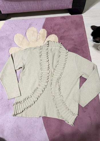 Kadın Bej Fırfırlı Uzun Kollu Hırka - Görsel 2