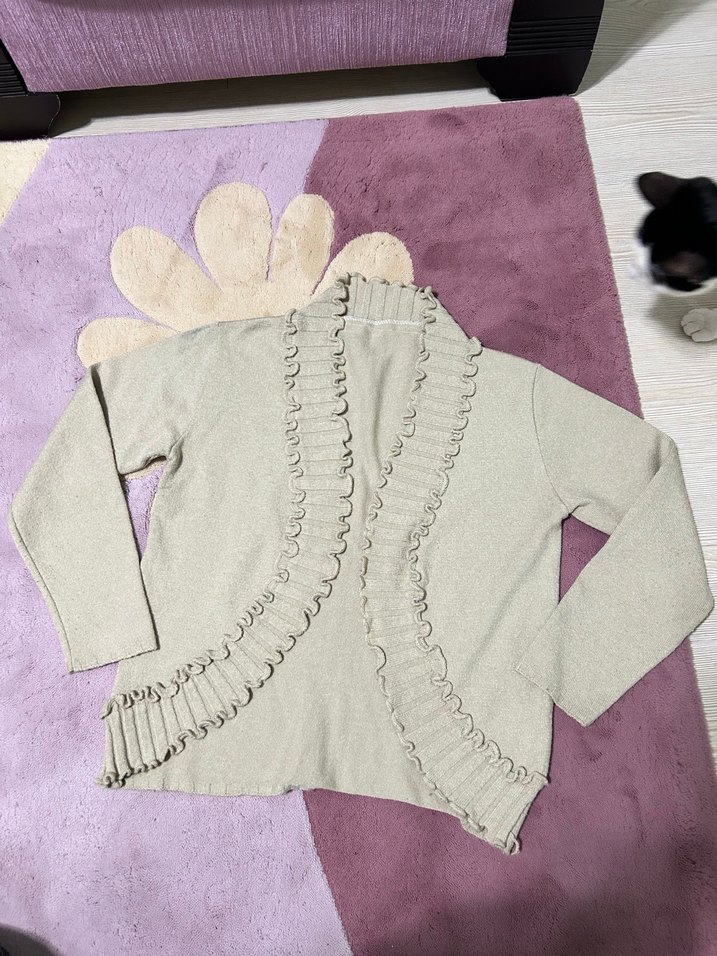 Kadın Bej Fırfırlı Uzun Kollu Hırka - Görsel 2