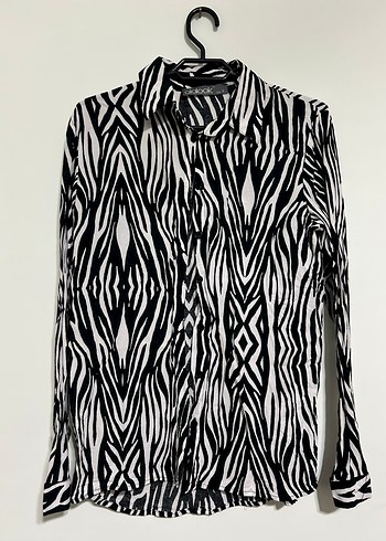 Zebra Desenli Uzun Kollu Kadın Gömlek - Görsel 3