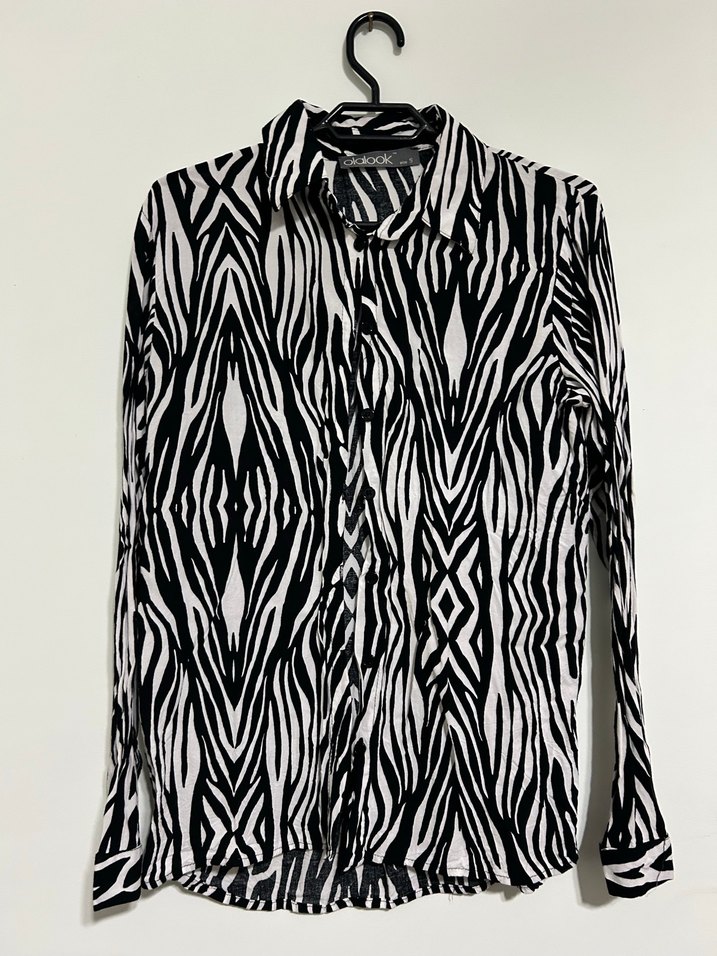 Zebra Desenli Uzun Kollu Kadın Gömlek - Görsel 3