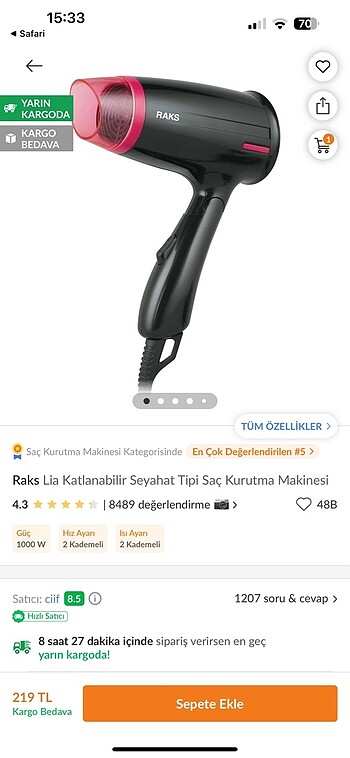 Saç kurutma makinesi