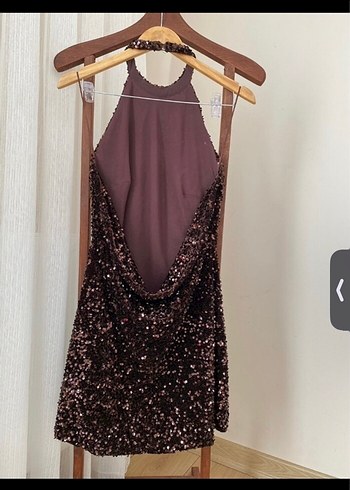 Zara Zara Parlak Kahverengi mini Elbise