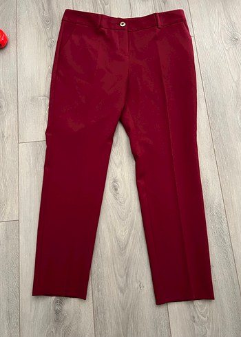 40 Beden Bordo Düğmeli Kadın Kumaş Pantolon