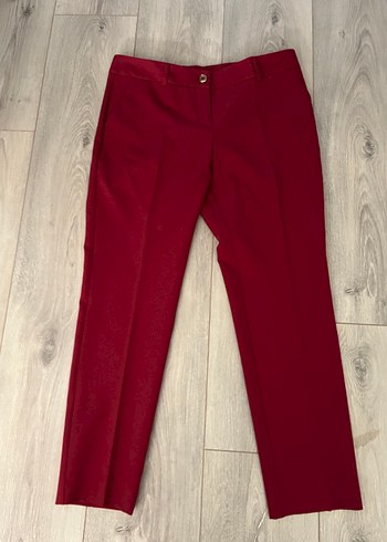 Bordo Düğmeli Kadın Kumaş Pantolon