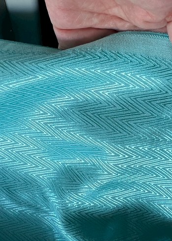 140-180 Parlak Turkuaz balıksırtı desen saten kumaş - Görsel 5