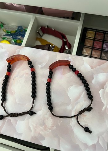 Obsidyen taşı ve akik taşı bileklik - Görsel 3