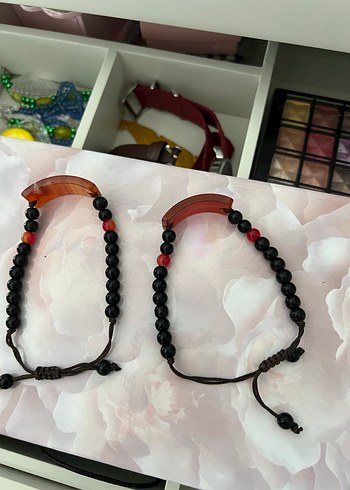 Obsidyen taşı ve akik taşı bileklik - Görsel 2