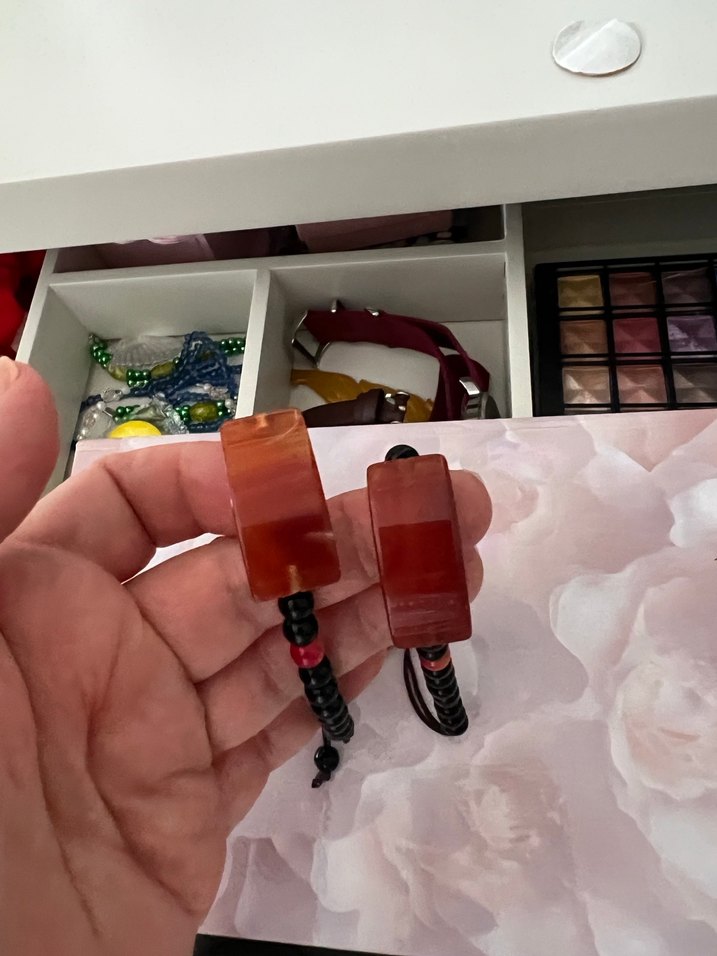 Obsidyen taşı ve akik taşı bileklik - Görsel 4