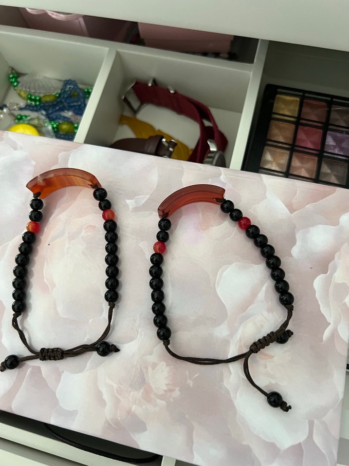 Obsidyen taşı ve akik taşı bileklik - Görsel 3