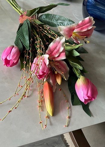 Pastel Pembe Yapay Çiçek Demeti - Görsel 8