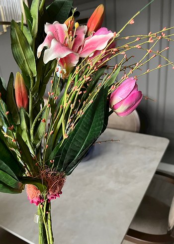 Pastel Pembe Yapay Çiçek Demeti - Görsel 11