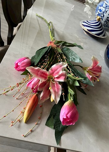 Pastel Pembe Yapay Çiçek Demeti - Görsel 3