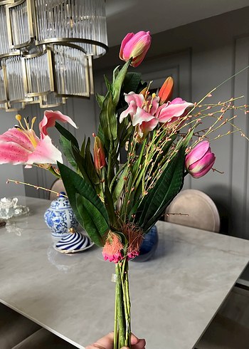 Pastel Pembe Yapay Çiçek Demeti - Görsel 2