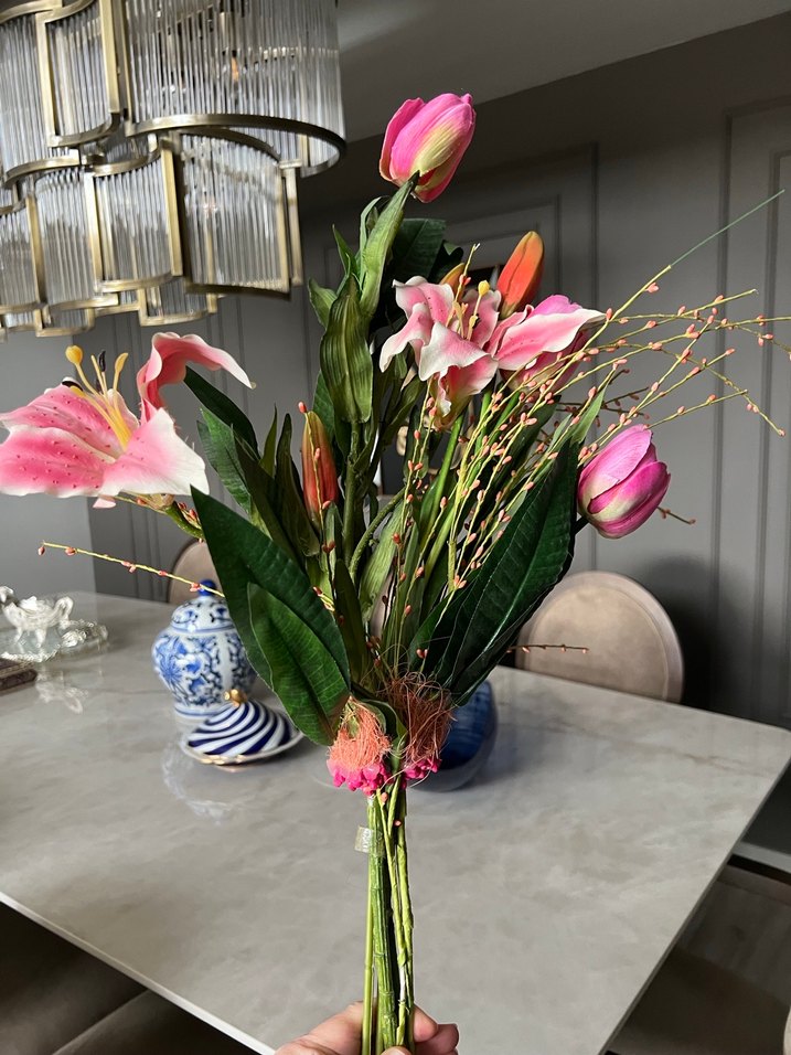 Pastel Pembe Yapay Çiçek Demeti - Görsel 2