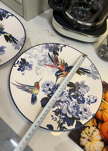ADET FİYATIDIR. Çiçek ve Kuş Desenli Renkli Yemek Tabakları - Görsel 5