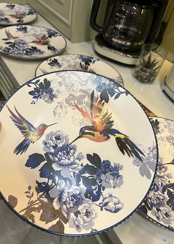 ADET FİYATIDIR. Çiçek ve Kuş Desenli Renkli Yemek Tabakları - Görsel 4