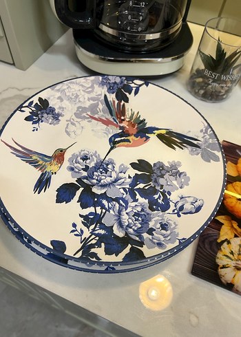 ADET FİYATIDIR. Çiçek ve Kuş Desenli Renkli Yemek Tabakları - Görsel 7