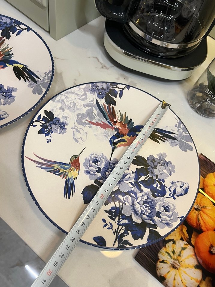 ADET FİYATIDIR. Çiçek ve Kuş Desenli Renkli Yemek Tabakları - Görsel 5