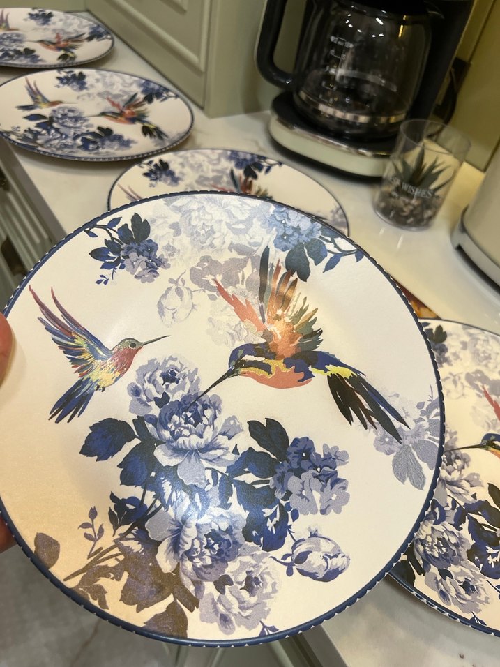 ADET FİYATIDIR. Çiçek ve Kuş Desenli Renkli Yemek Tabakları - Görsel 4