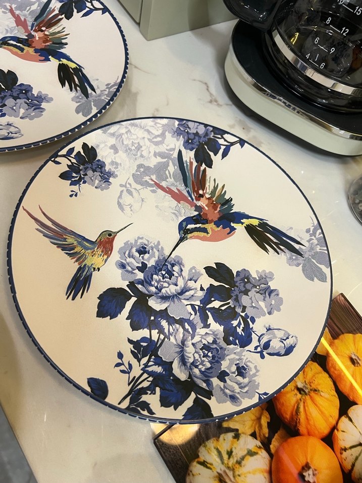 ADET FİYATIDIR. Çiçek ve Kuş Desenli Renkli Yemek Tabakları - Görsel 2