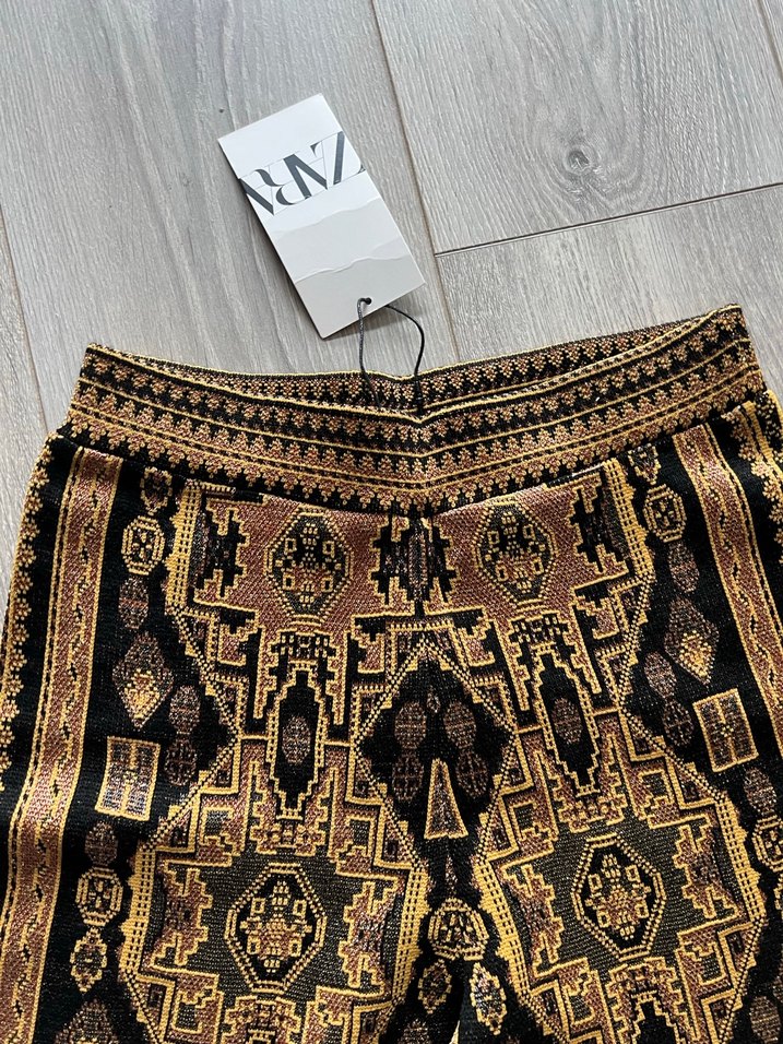 Pek Zara triko pantolon, Desenli Bohem Örgü Kadın Pantolon - Görsel 3