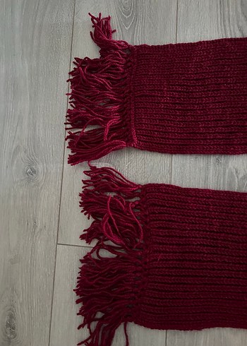 Bordo renk Örgü Bere ve Atkı Takımı - Görsel 6