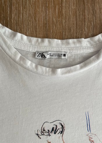 Beyaz Baskılı Kısa Kollu Salaş Tişört - Görsel 6