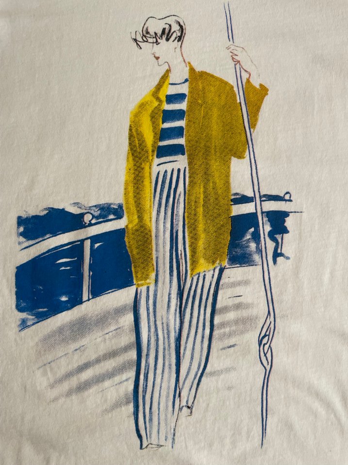 Beyaz Baskılı Kısa Kollu Salaş Tişört - Görsel 5