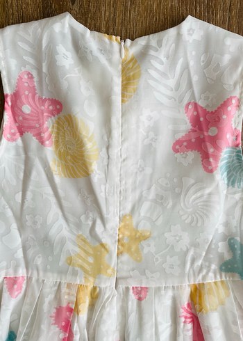 Kız Çocuk Transparan Deniz Desenli Elbise - Görsel 8