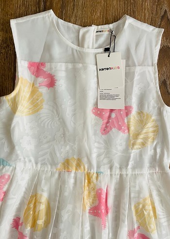 Kız Çocuk Transparan Deniz Desenli Elbise - Görsel 4