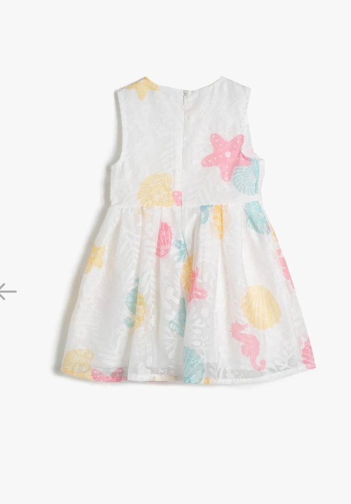 Kız Çocuk Transparan Deniz Desenli Elbise - Görsel 2