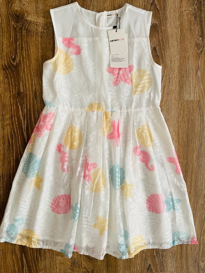 Kız Çocuk Transparan Deniz Desenli Elbise - Görsel 3